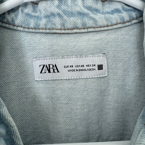 Zara Z1975 long‑sleeve denim jumpsuit light blue | Size XS | 100% Cotton - Picture 14 of 16